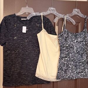 LOFT Black and White Patterned Top